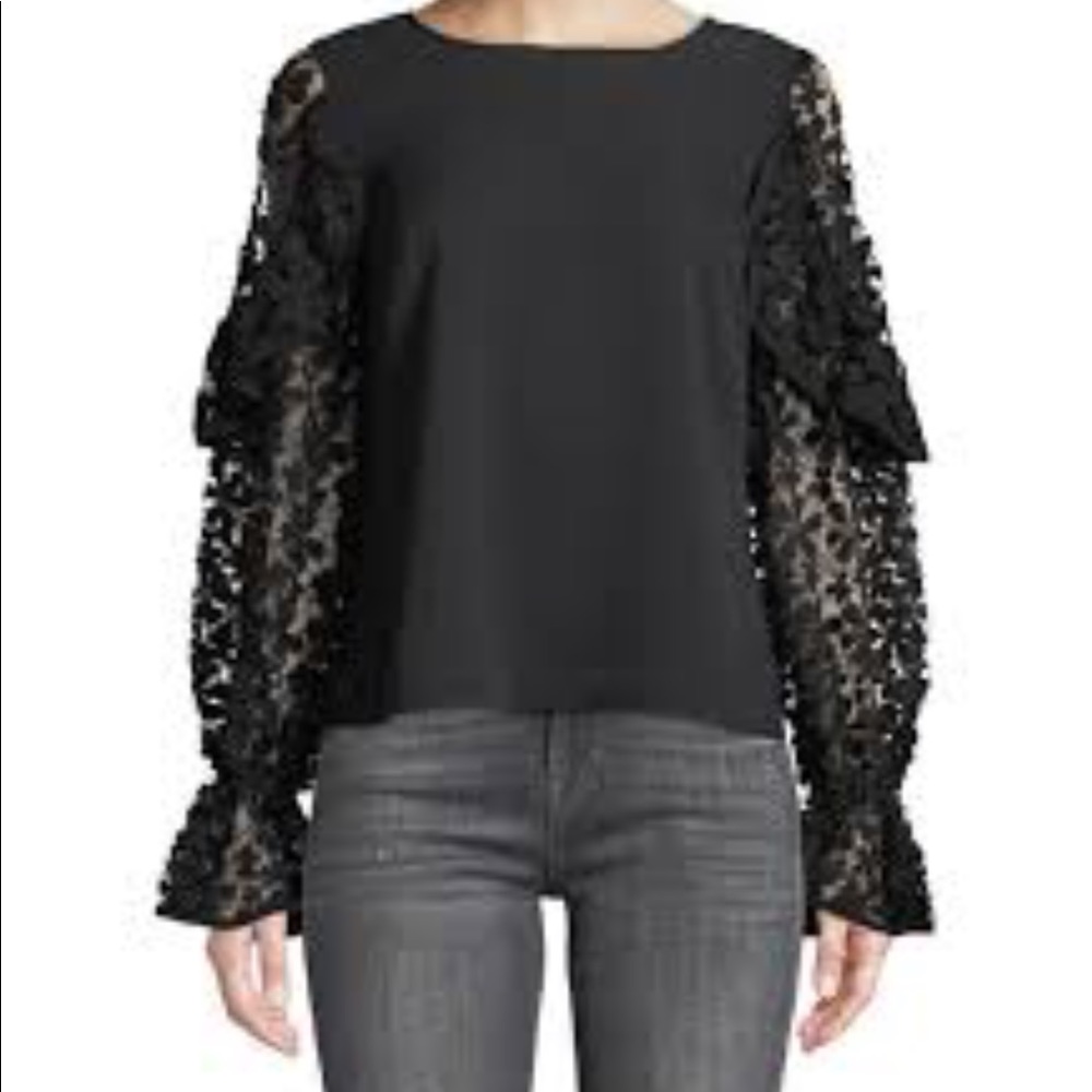 NWT Marled Ruffle puff sleeve blouse,size small.